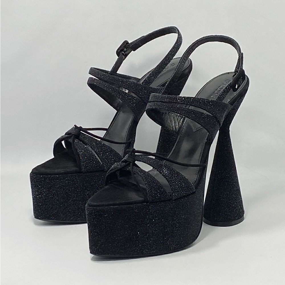 D'Accori Belle Glittery Suede Platform Sandals size 40